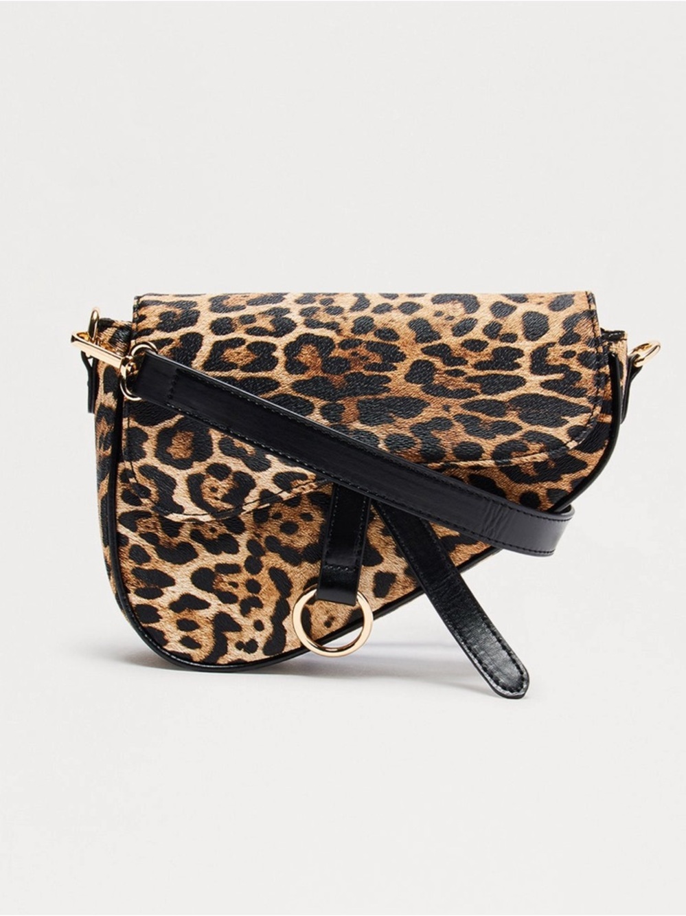 Animal Print Saddle Bag purse with gold Hardware NWT - Picture 3 of 3